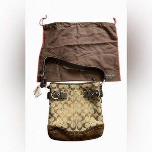 NWT Coach Dark Brown Signature Purse with Dust Bag